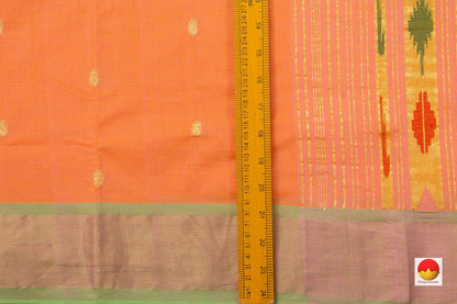 Peach Handwoven Paithani Cotton Saree For Festive Wear PV MG 104 - Paithani Saree - Panjavarnam
