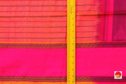 Peach Kanchi Silk Cotton Saree With Silk Thread Work Handwoven For Office Wear PV KSC 1219 - Silk Cotton - Panjavarnam