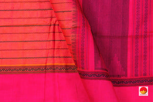 Peach Kanchi Silk Cotton Saree With Silk Thread Work Handwoven For Office Wear PV KSC 1219 - Silk Cotton - Panjavarnam PV KSC 1219