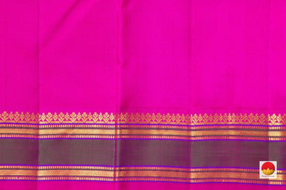 Peach Kanchipuram Silk Saree With Pink Border Handwoven Pure Silk Pure Zari For Wedding Wear PV NYC 969 - Silk Sari - Panjavarnam
