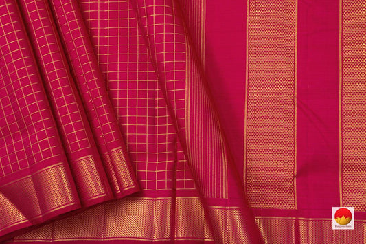 Pink 9 Yards Kanchipuram Silk Saree Handwoven Pure Silk Pure Zari For Wedding Wear PV NYC 759 - Silk Sari - Panjavarnam