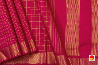 Pink 9 Yards Kanchipuram Silk Saree Handwoven Pure Silk Pure Zari For Wedding Wear PV NYC 759 - Silk Sari - Panjavarnam PV NYC 759