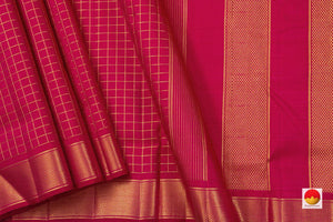 Pink 9 Yards Kanchipuram Silk Saree Handwoven Pure Silk Pure Zari For Wedding Wear PV NYC 759 - Silk Sari - Panjavarnam PV NYC 759