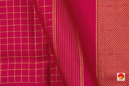 Pink 9 Yards Kanchipuram Silk Saree Handwoven Pure Silk Pure Zari For Wedding Wear PV NYC 759 - Silk Sari - Panjavarnam PV NYC 759