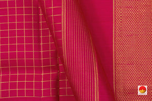 Pink 9 Yards Kanchipuram Silk Saree Handwoven Pure Silk Pure Zari For Wedding Wear PV NYC 759 - Silk Sari - Panjavarnam PV NYC 759