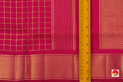 Pink 9 Yards Kanchipuram Silk Saree Handwoven Pure Silk Pure Zari For Wedding Wear PV NYC 759 - Silk Sari - Panjavarnam PV NYC 759