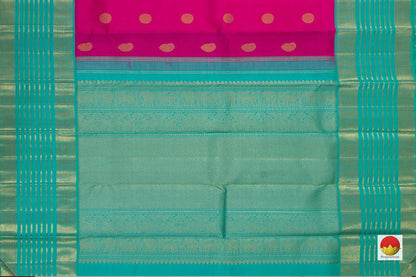 Pink And Ananda Blue Kanchipuram Silk Saree With Gandaberunda Motifs Handwoven Pure Silk Pure Zari PV NYC 630 - Silk Sari - Panjavarnam