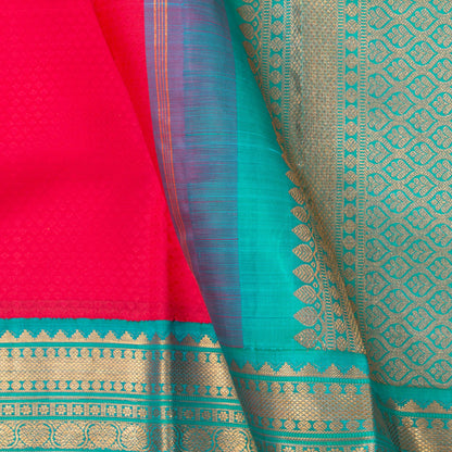 PInk And Anandha Blue Kanchipuram Silk Saree With Contrast Border For Wedding Wear PV NYC 1291 - Silk Sari - Panjavarnam PV NYC 1291