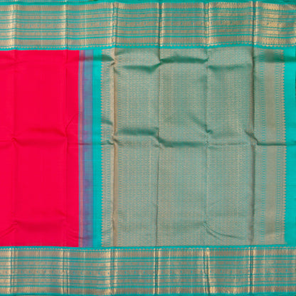 PInk And Anandha Blue Kanchipuram Silk Saree With Contrast Border For Wedding Wear PV NYC 1291 - Silk Sari - Panjavarnam PV NYC 1291