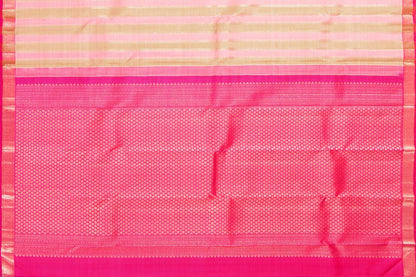 Pink And Beige Kanchipuram Silk Saree With Small Border Handwoven Pure Silk For Festive Wear PV NYC 1010 - Silk Sari - Panjavarnam