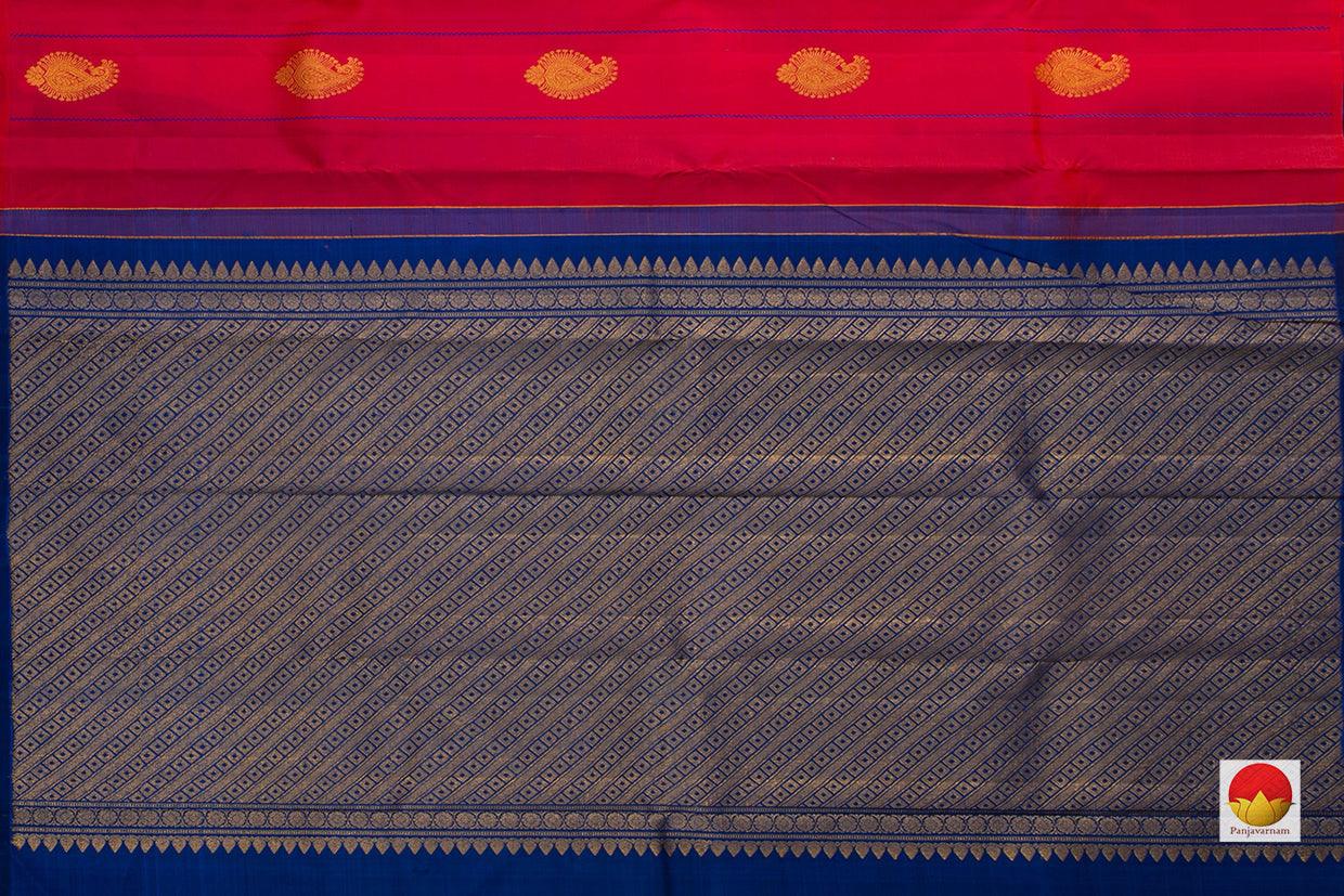 Pink And Blue Kanchipuram Silk Saree Handwoven Pure Silk Pure Zari Borderless For Festive Wear PV NYC 648 - Silk Sari - Panjavarnam