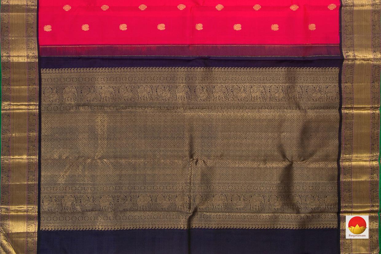 Pink And Blue Kanchipuram Silk Saree With Korvai Contrast Border Handwoven Pure Silk Pure Zari For Wedding Wear PV NYC 805 - Silk Sari - Panjavarnam