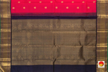 Pink And Blue Kanchipuram Silk Saree With Korvai Contrast Border Handwoven Pure Silk Pure Zari For Wedding Wear PV NYC 805 - Silk Sari - Panjavarnam