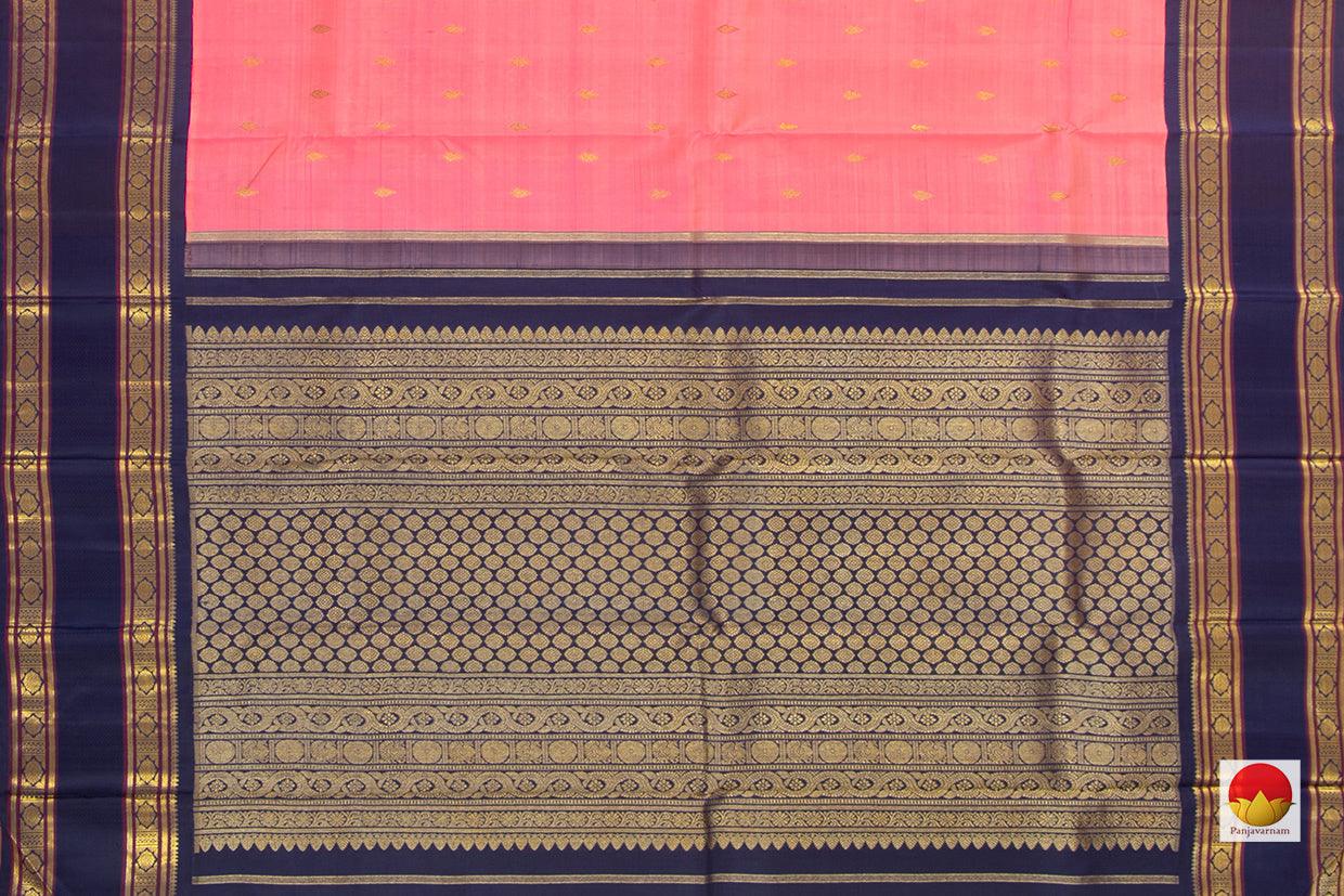 Pink And Blue Kanchipuram Silk Saree With Medium Border Handwoven Pure Silk For Wedding Wear PV NYC 1035 - Silk Sari - Panjavarnam PV NYC 1035