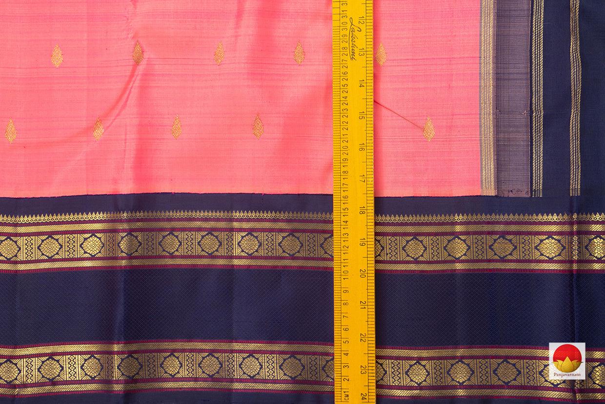 Pink And Blue Kanchipuram Silk Saree With Medium Border Handwoven Pure Silk For Wedding Wear PV NYC 1035 - Silk Sari - Panjavarnam PV NYC 1035