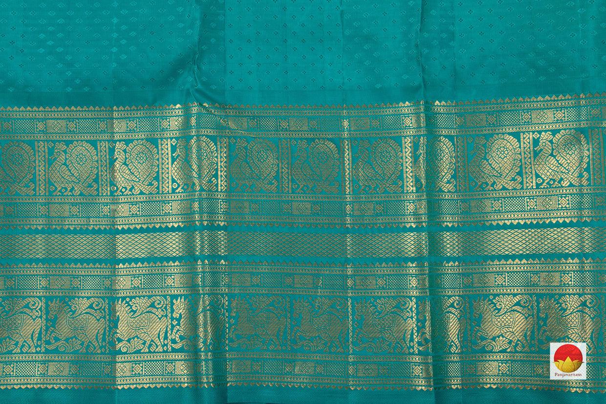 Pink And Blue Traditional Kanchipuram Silk Saree With Korvai Contrast Border Handwoven Pure Silk Pure Zari For Wedding Wear PV NYC 756 - Silk Sari - Panjavarnam PV NYC 756