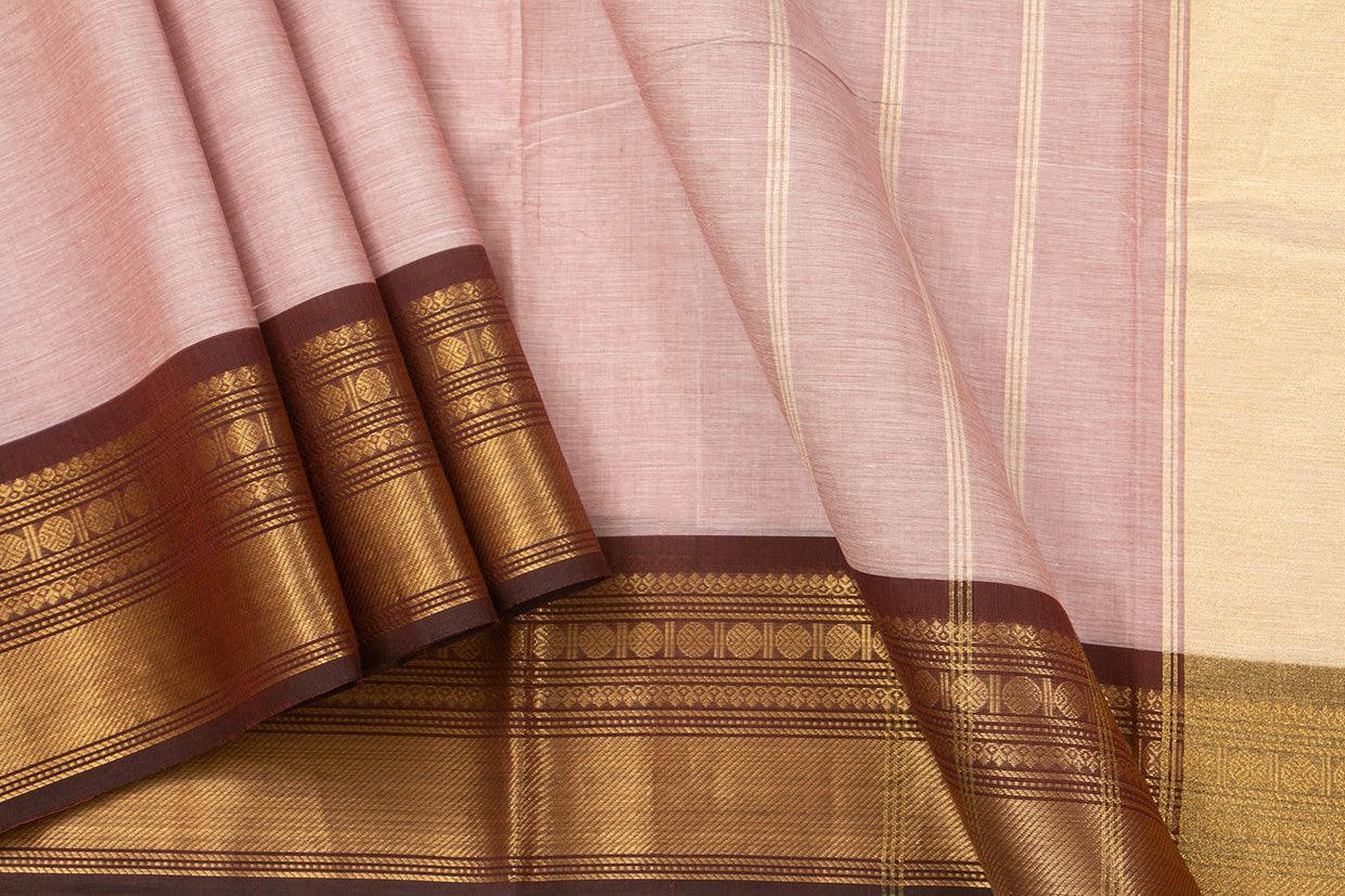 Pink And Brown Kanchi Cotton Saree For Office Wear PV NYC KC 1078 - Cotton Saree - Panjavarnam PV NYC KC 1078