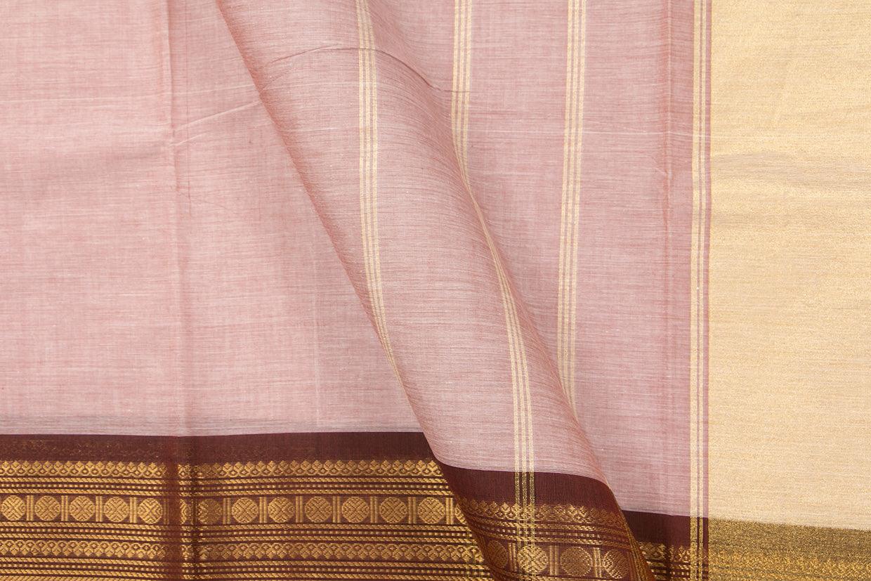 Pink And Brown Kanchi Cotton Saree For Office Wear PV NYC KC 1078 - Cotton Saree - Panjavarnam PV NYC KC 1078