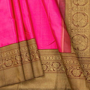 Pink And Brown Kanchipuram Silk Saree For Wedding Wear PV NYC 1449 - Silk Sari - Panjavarnam PV NYC 1449