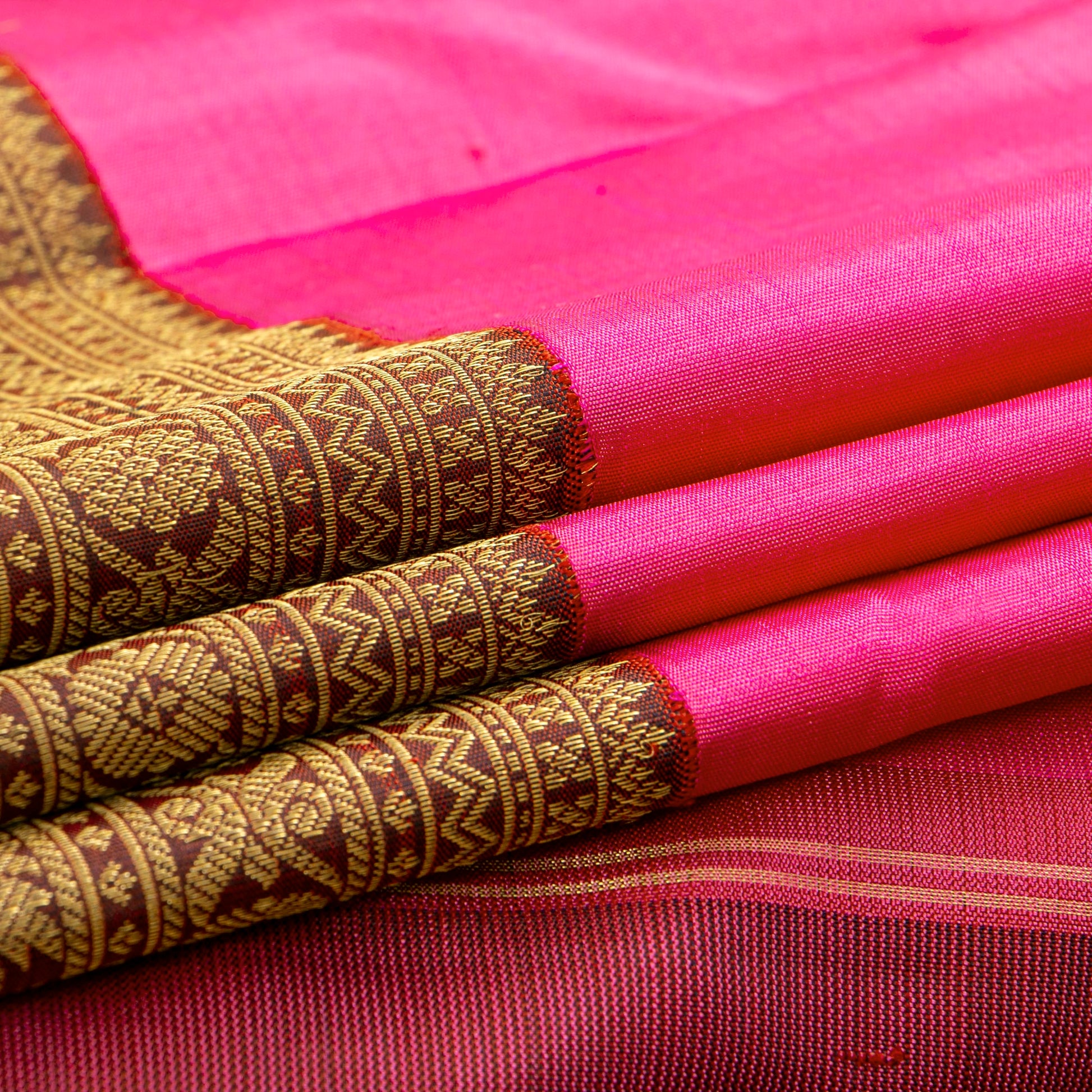 Pink And Brown Kanchipuram Silk Saree For Wedding Wear PV NYC 1449 - Silk Sari - Panjavarnam PV NYC 1449