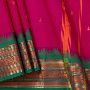 Pink And Green Kanchi Cotton Saree PV MM KC 247 - Cotton Saree - Panjavarnam PV MM KC 247