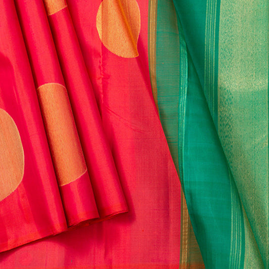 Pink And Green Kanchipuram Borderless Silk Saree For Festive Wear PV NYC 1506 - Silk Sari - Panjavarnam PV NYC 1506