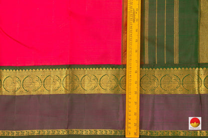 Pink And Green Kanchipuram Silk Saree Handwoven Pure Silk Pure Zari For Festive Wear PV J 3154 - Silk Sari - Panjavarnam