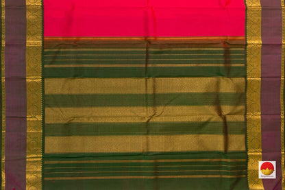 Pink And Green Kanchipuram Silk Saree Handwoven Pure Silk Pure Zari For Festive Wear PV J 3154 - Silk Sari - Panjavarnam PV J 3154