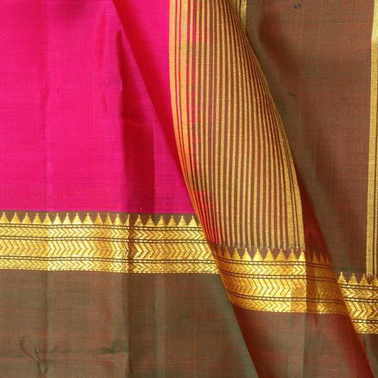 Pink And Green Kanchipuram Silk Saree Light Weight For Festive Wear PV KNN 208 - Silk Sari - Panjavarnam PV KNN 208