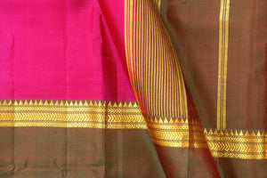 Pink And Green Kanchipuram Silk Saree Light Weight For Festive Wear PV KNN 208 - Silk Sari - Panjavarnam PV KNN 208