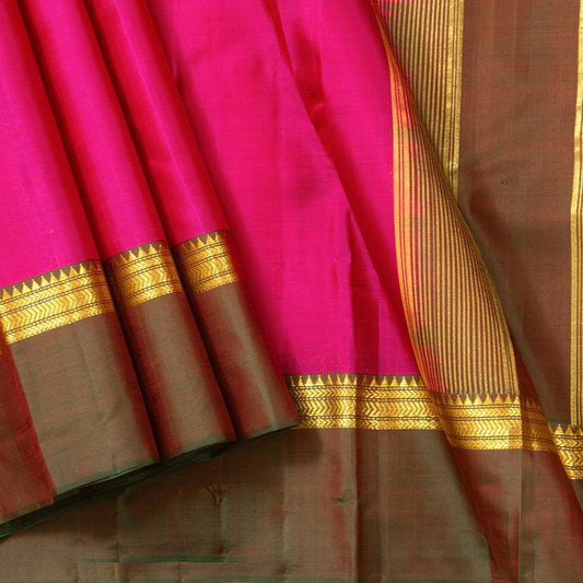 Pink And Green Kanchipuram Silk Saree Light Weight For Festive Wear PV KNN 208 - Silk Sari - Panjavarnam PV KNN 208