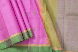 Pink And Green Kanchipuram Silk Saree Light Weight For Festive Wear PV KNN 226 - Silk Sari - Panjavarnam PV KNN 226