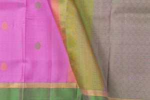 Pink And Green Kanchipuram Silk Saree Light Weight For Festive Wear PV KNN 226 - Silk Sari - Panjavarnam PV KNN 226