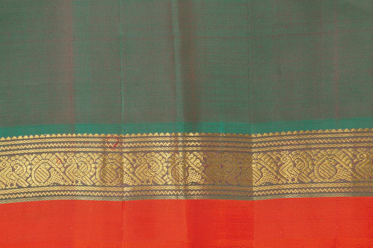 Pink And Green Kanchipuram Silk Saree With Short Border Handwoven Pure Silk For Festive Wear PV J 547 - Silk Sari - Panjavarnam PV J 547