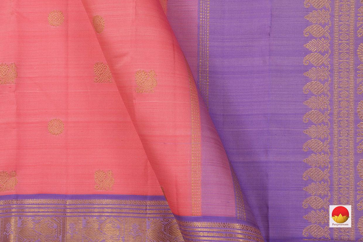Pink And Lavender Kanchipuram Silk Saree Handwoven Pure Silk Pure Zari For Festive Wear PV NYC 801 - Silk Sari - Panjavarnam