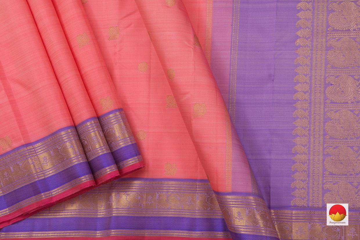 Pink And Lavender Kanchipuram Silk Saree Handwoven Pure Silk Pure Zari For Festive Wear PV NYC 801 - Silk Sari - Panjavarnam PV NYC 801