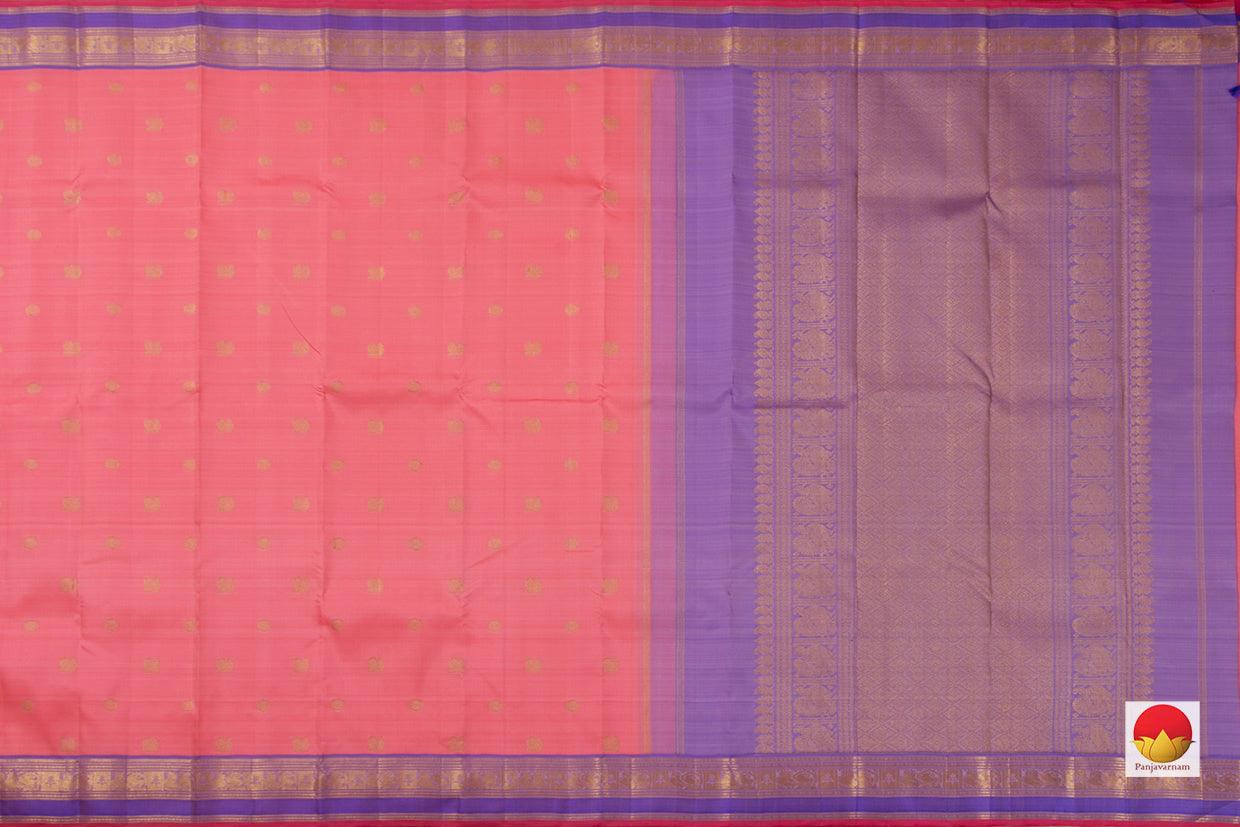 Pink And Lavender Kanchipuram Silk Saree Handwoven Pure Silk Pure Zari For Festive Wear PV NYC 801 - Silk Sari - Panjavarnam PV NYC 801