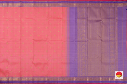 Pink And Lavender Kanchipuram Silk Saree Handwoven Pure Silk Pure Zari For Festive Wear PV NYC 801 - Silk Sari - Panjavarnam PV NYC 801