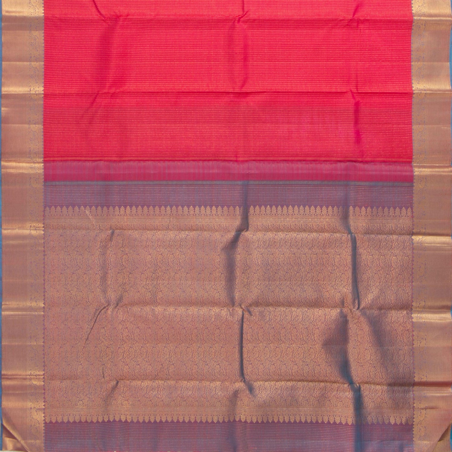 Pink And Lilac Kanchipuram Silk Saree With Medium Border Handwoven Pure Silk For Wedding Wear PV NYC 1200 - Silk Sari - Panjavarnam PV NYC 1200