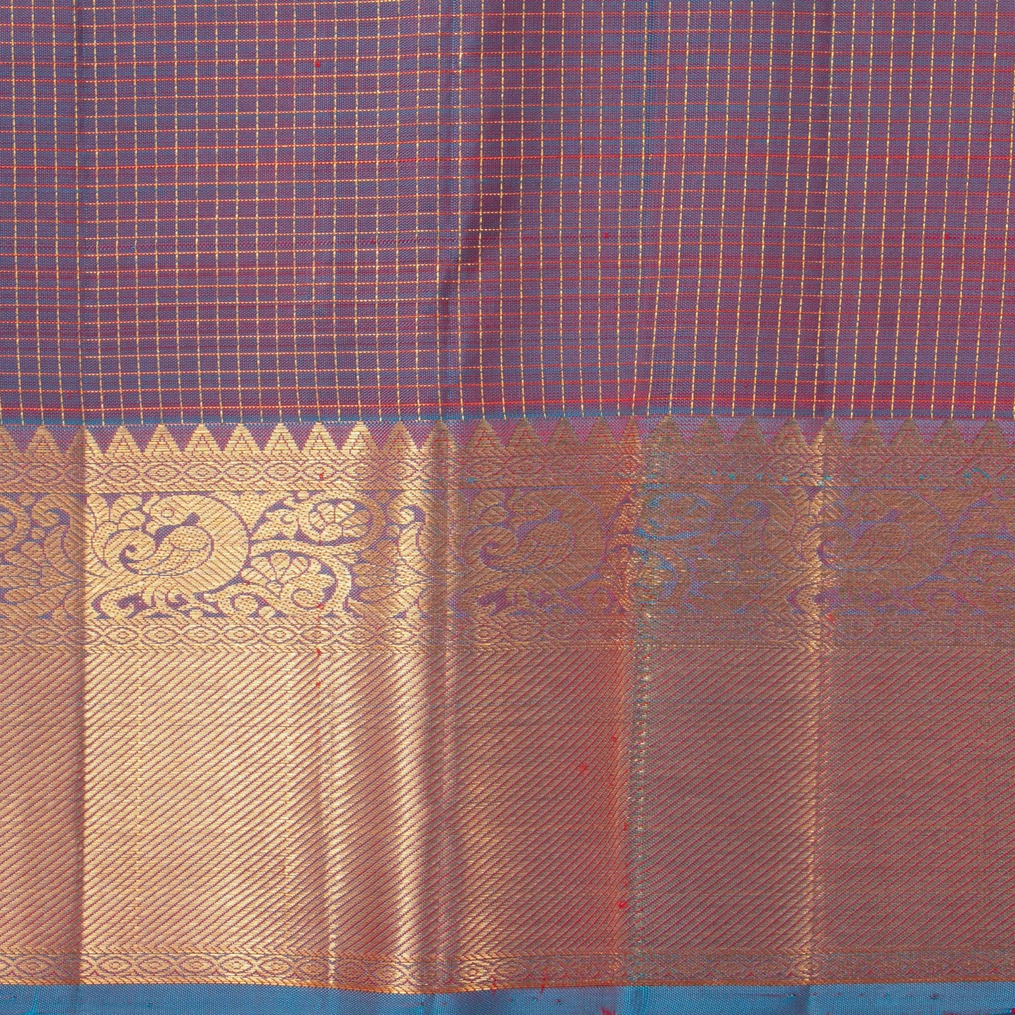 Pink And Lilac Kanchipuram Silk Saree With Medium Border Handwoven Pure Silk For Wedding Wear PV NYC 1200 - Silk Sari - Panjavarnam PV NYC 1200