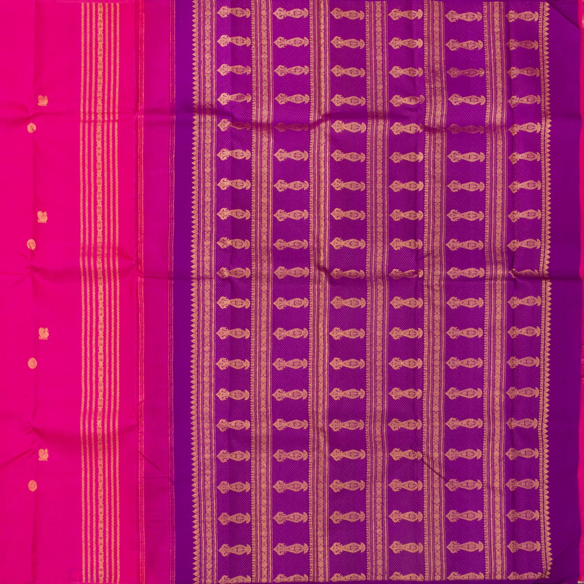 Pink And Magenta Kanchipuram Silk Saree Borderless Handwoven Pure Silk For Festive Wear PV NYC 1217 - Silk Sari - Panjavarnam PV NYC 1217