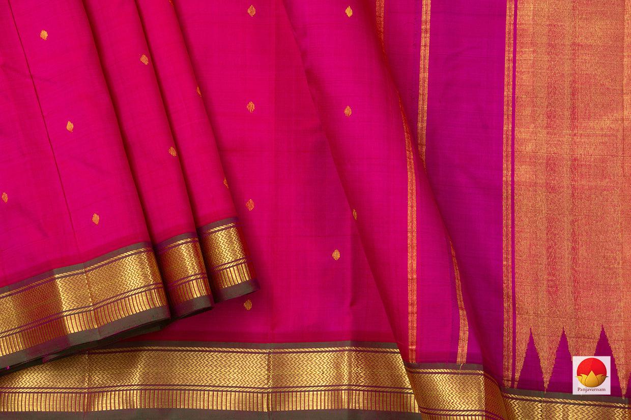 Pink And Magenta Kanchipuram Silk Saree Handwoven Pure Silk Pure Zari For Festive Wear PV ABI 254 - Silk Sari - Panjavarnam PV ABI 254