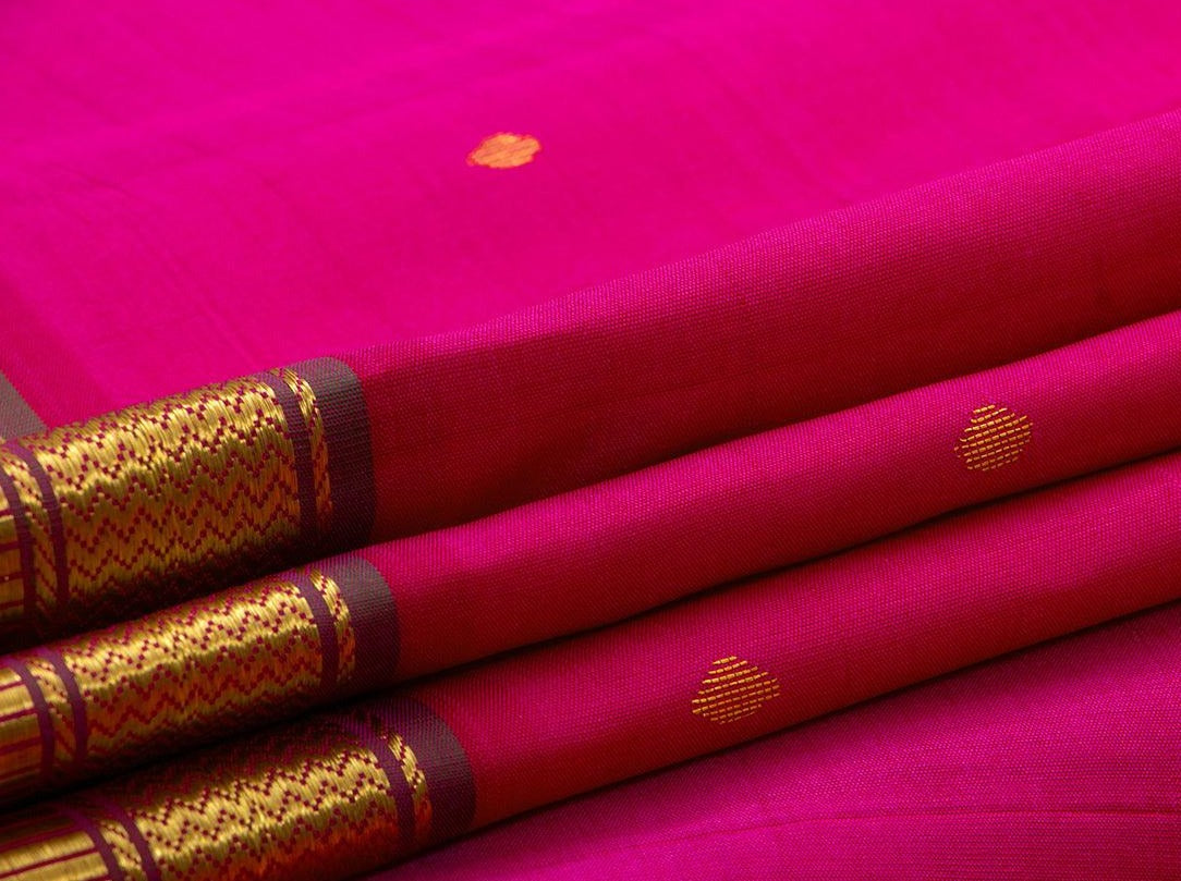 Pink And Magenta Kanchipuram Silk Saree Handwoven Pure Silk Pure Zari For Festive Wear PV ABI 254 - Silk Sari - Panjavarnam PV ABI 254