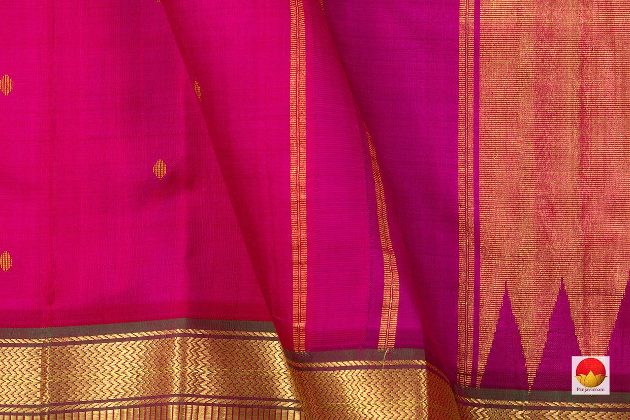 Pink And Magenta Kanchipuram Silk Saree Handwoven Pure Silk Pure Zari For Festive Wear PV ABI 254 - Silk Sari - Panjavarnam PV ABI 254