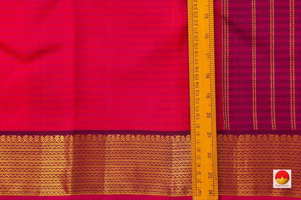 Pink And Magenta Striped Kanchipuram Silk Saree Handwoven Pure Silk Pure Zari PV J 3141 - Silk Sari - Panjavarnam