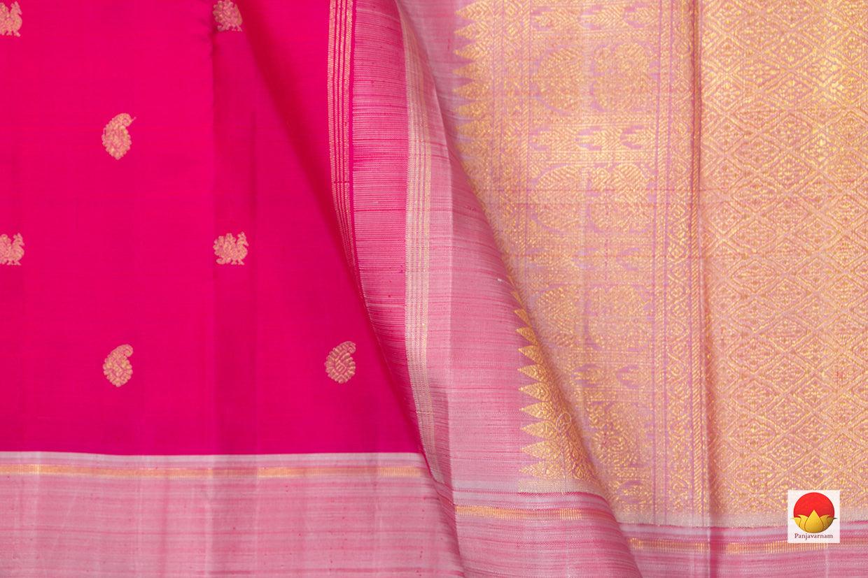 Pink And Mauve Kanchipuram Silk Saree With Medium Border Handwoven Pure Silk For Festive Wear PV NYC 1020 - Silk Sari - Panjavarnam