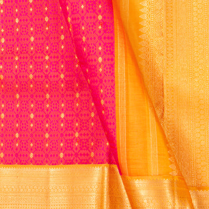 Pink And Mustard Kanchipuram Silk Saree For Wedding Wear PV NYC 1532 - Silk Sari - Panjavarnam PV NYC 1532