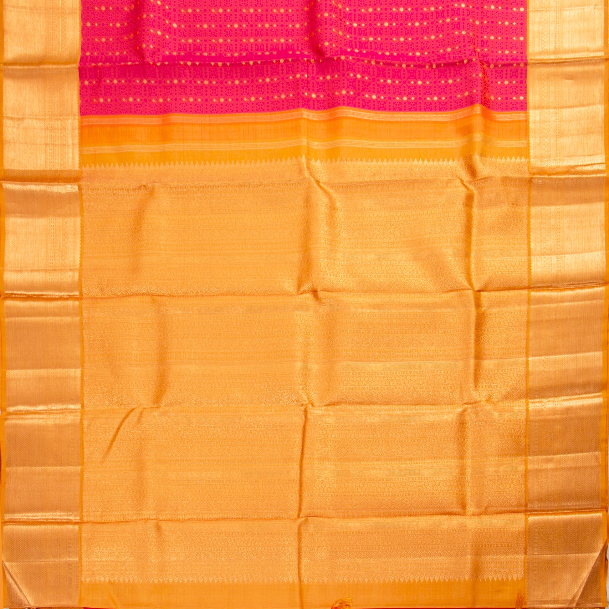 Pink And Mustard Kanchipuram Silk Saree For Wedding Wear PV NYC 1532 - Silk Sari - Panjavarnam PV NYC 1532