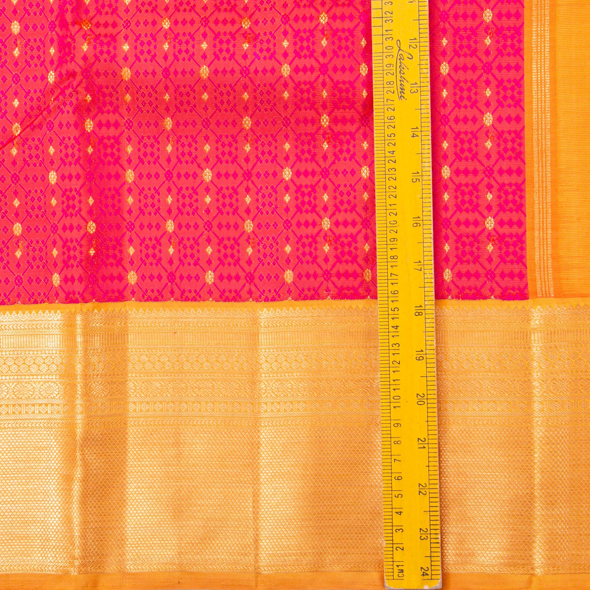 Pink And Mustard Kanchipuram Silk Saree For Wedding Wear PV NYC 1532 - Silk Sari - Panjavarnam PV NYC 1532