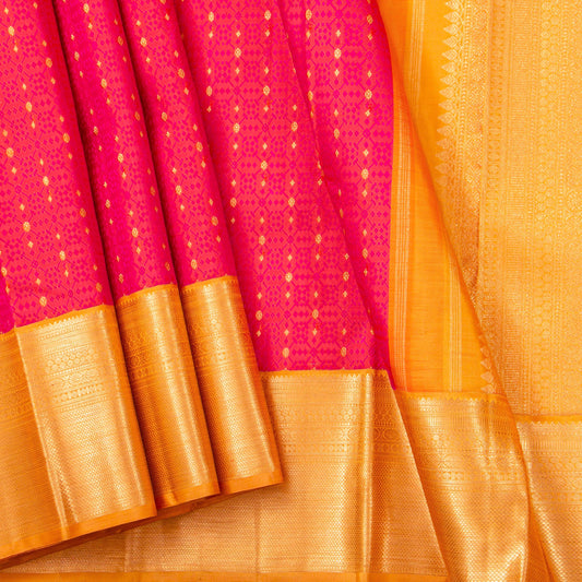 Pink And Mustard Kanchipuram Silk Saree For Wedding Wear PV NYC 1532 - Silk Sari - Panjavarnam PV NYC 1532